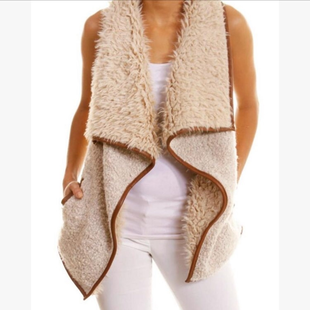 Love Tree Faux Fur Drapey Vest - Picture 2 of 4